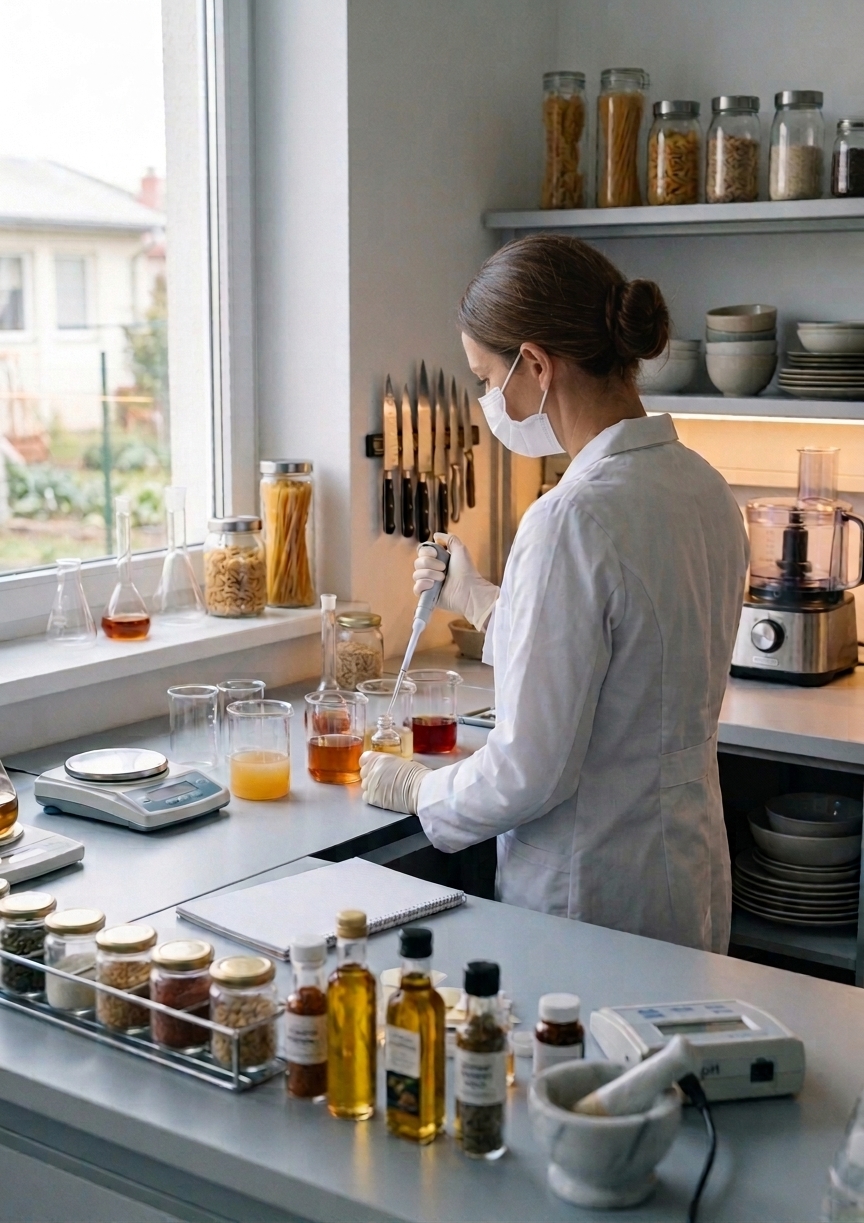 technolożka pracuje Testowanie i prototypowanie nowych produktów spożywczych przed rozpoczęciem produkcji
